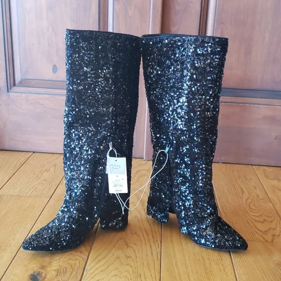 NWT A New Day Sequin Black Women's Boots Size 8.5 - Picture 6 of 14
